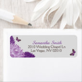 Lavendel Dahlia's en Vlinders Trouwlabels Etiket (Insitu)