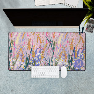 Lavendel Daisies Custom Initiaal Monogram Bloemen Bureaumat