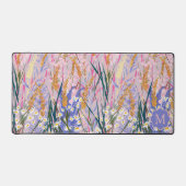 Lavendel Daisies Custom Initiaal Monogram Bloemen Bureaumat (Voorkant)