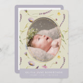 Lavendel & Daisy Meisje Foto Geboorte Aankondiging (Voorkant / Achterkant)