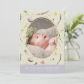 Lavendel & Daisy Meisje Foto Geboorte Aankondiging (Staand voorkant)