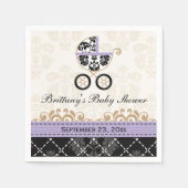Lavendel Damask Carriage Baby shower Servetten (Voorkant)