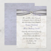 Lavendel Damask & Hart Bruiloft Uitnodiging (Voorkant / Achterkant)