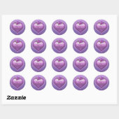 Lavendel Damask Heart Ronde Sticker (Vel)