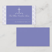 Lavendel Damask met Cross Seating Kaart Plaatskaartje (Voorkant / Achterkant)