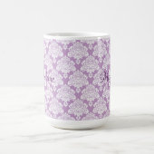 Lavendel Damask Mok met Monogram en Naam (Center)