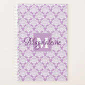 Lavendel Damask Planner met Monogram & Naam (Voorkant)