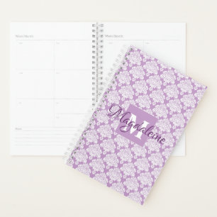 Lavendel Damask Planner met Monogram & Naam