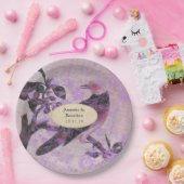Lavendel Damask Vogel Bruiloft Papieren Bordje (Feest)
