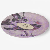 Lavendel Damask Vogel Bruiloft Papieren Bordje (Gekanteld)