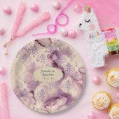 Lavendel Damast Trouwfeest Papieren Bordje (Feest)