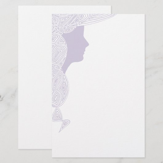 Lavendel Dame Briefpapier (Voorkant / Achterkant)