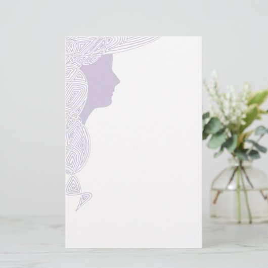 Lavendel Dame Briefpapier (Staand voorkant)