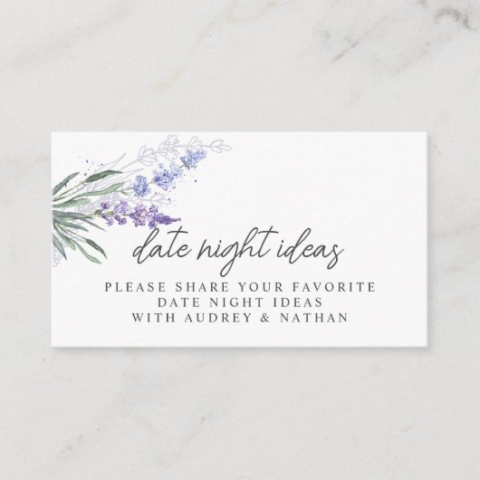 Lavendel Datum Nacht Ideeën Vrijgezellenfeest Kaar Informatiekaartje (Voorkant)
