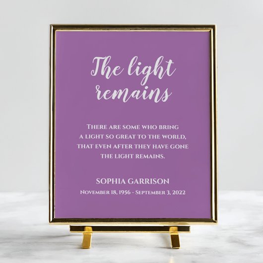 Lavendel De Licht Rest Quote Herdenkingsdienst Poster