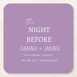 Lavendel de nacht voor repetitie diner bruiloft kartonnen onderzetters