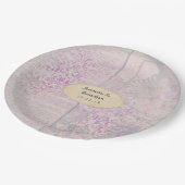 Lavendel Decoupage Damask Bruiloft Papieren Bordje (Gekanteld)