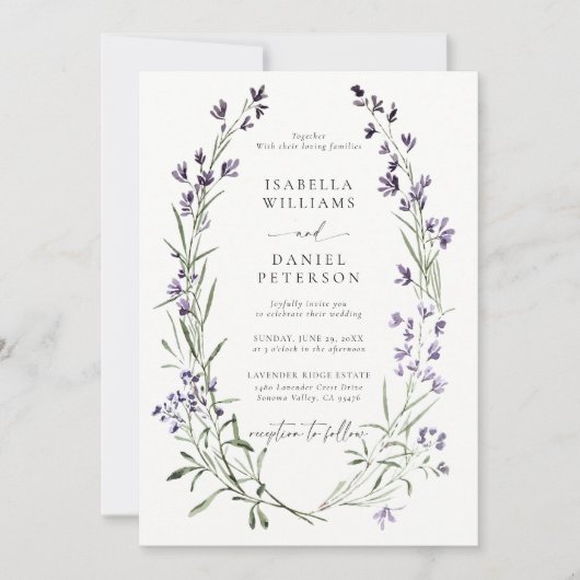 Lavendel Delicate Lijst Modern Classic Wedding Kaart (Voorkant)