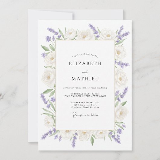 Lavendel Delicate Romantische Bruiloft Kaart (Voorkant)