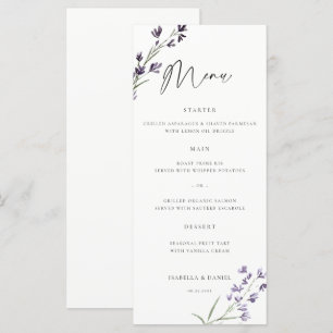 Lavendel Delicate Waterverf Elegante Chique Bruilo Menu