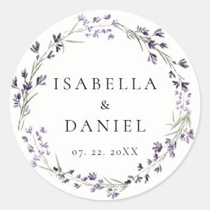 Lavendel Delicate Waterverf Elegante Chique Bruilo Ronde Sticker