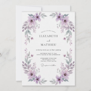 Lavendel Delicate Weiland Bruiloft Kaart