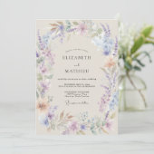 Lavendel Delightful Wildflower Bruiloft Kaart (Staand voorkant)