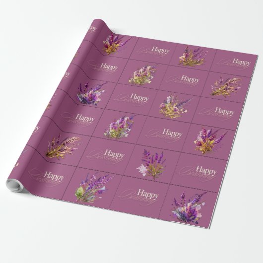 Lavendel Design Gift Wrapper Cadeaupapier (Uitgerold)