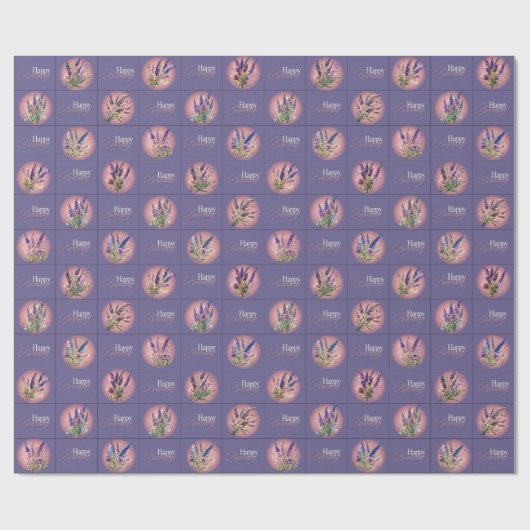 Lavendel Design Verjaardag inpakpapier (Vlak)