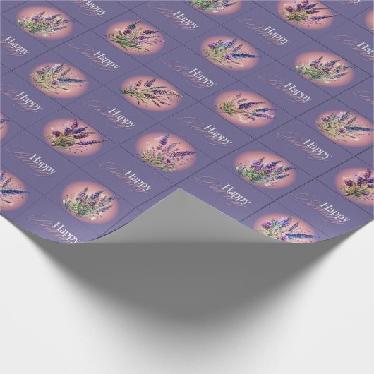 Lavendel Design Verjaardag inpakpapier (Hoek)