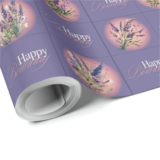 Lavendel Design Verjaardag inpakpapier (Rol Hoek)