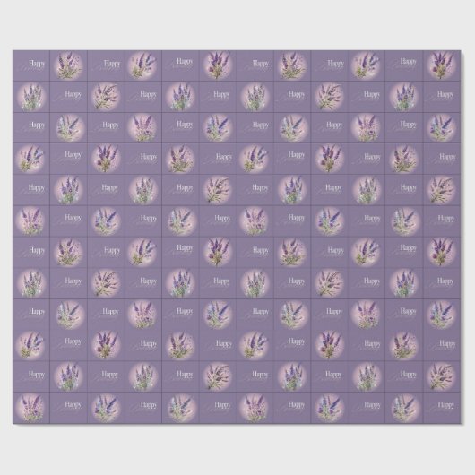 Lavendel Design Verjaardag Wrapper Cadeaupapier (Vlak)