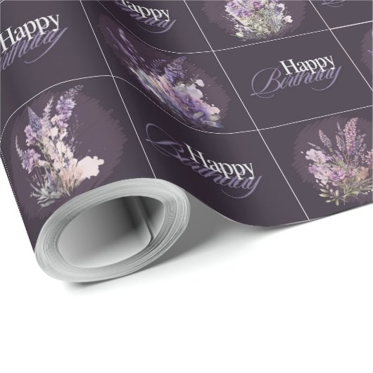Lavendel Design Verjaardag Wrapper Cadeaupapier (Rol Hoek)
