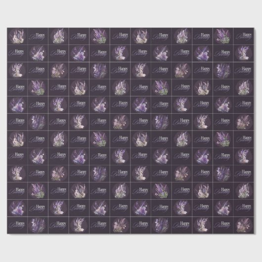 Lavendel Design Verjaardag Wrapper Cadeaupapier (Vlak)