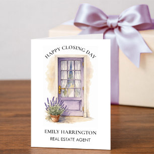 Lavendel Deur Aquarel Sluiting Makelaar Kaart