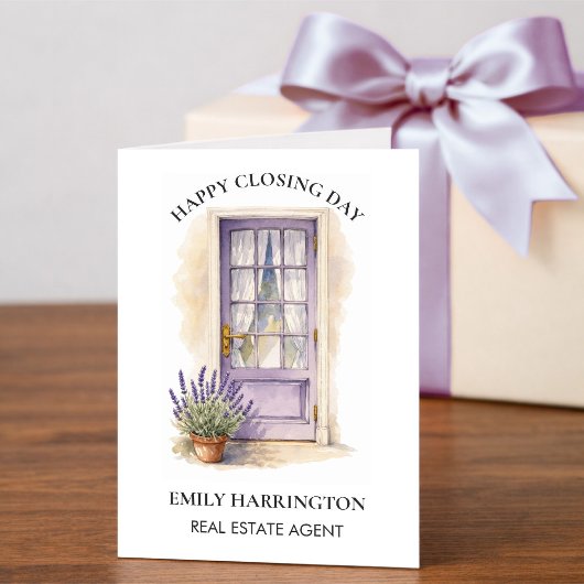 Lavendel Deur Aquarel Sluiting Makelaar Kaart