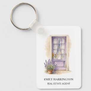 Lavendel Deur Waterverf Logo Vastgoedmakelaar Sleutelhanger