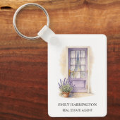 Lavendel Deur Waterverf Logo Vastgoedmakelaar Sleutelhanger (Voorkant)