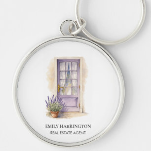 Lavendel Deur Waterverf Logo Vastgoedmakelaar Sleutelhanger