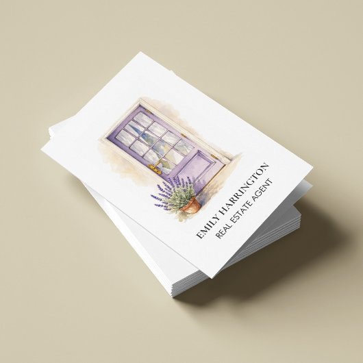 Lavendel Deur Waterverf QR Code Makelaar Visitekaartje
