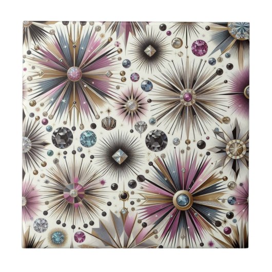 Lavendel Diamant Mid Century Modern Tegeltje (Voorkant)