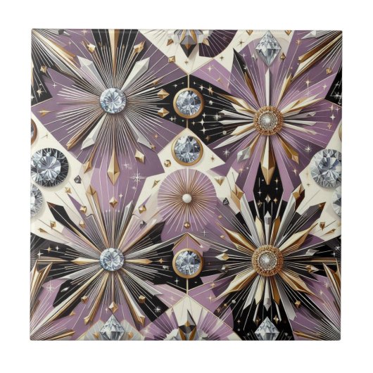 Lavendel Diamant Mid Century Modern Tegeltje (Voorkant)