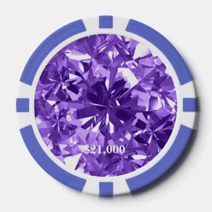 Lavendel Diamond Gem Stone Poker Chip Stripe Edge