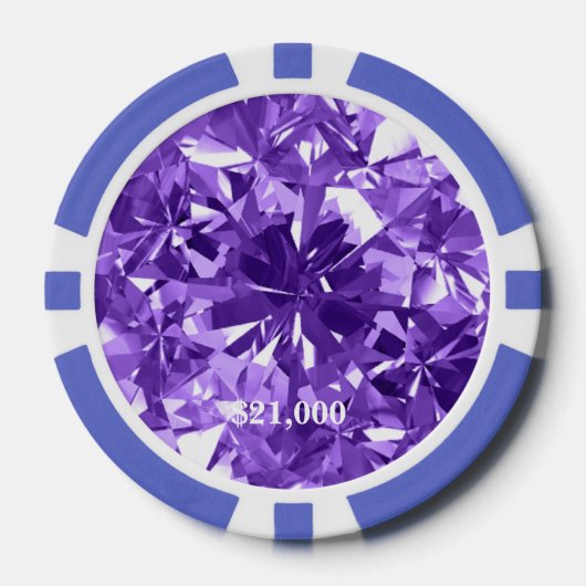 Lavendel Diamond Gem Stone Poker Chip Stripe Edge (Voorkant)