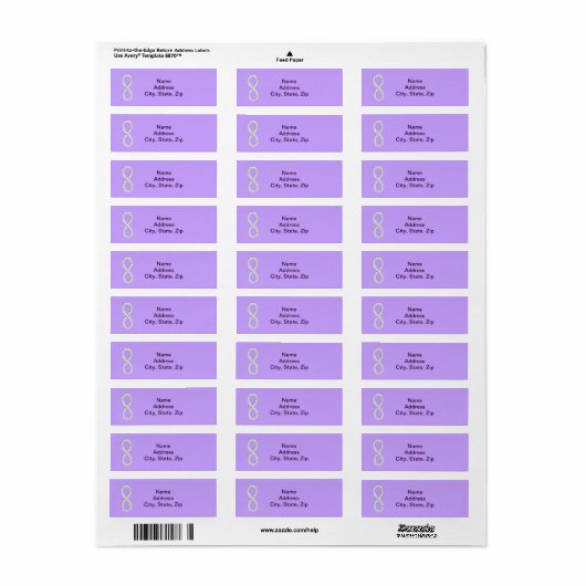 Lavendel Diamond Infinity Bruiloft Adresetiketten Etiket (Full Sheet)