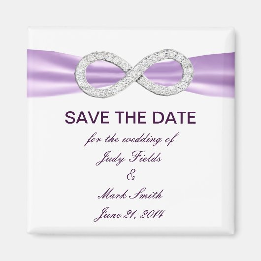 Lavendel Diamond Infinity Save De Datummagneet Magneet (Voorkant)