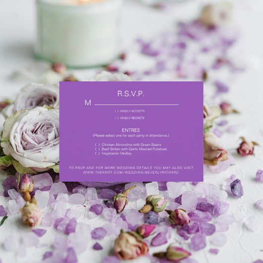 Lavendel diner opties trouw RSVP kaart