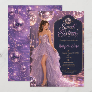 Lavendel Disco Bal Sweet 16 Feest Kaart