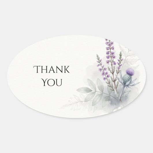 Lavendel Distel Botanische Bedankt Sticker (Voorkant)