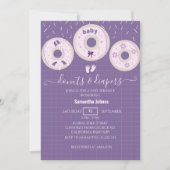 Lavendel Donuts en Luier Baby Shower Met Strooigoe Kaart (Voorkant)